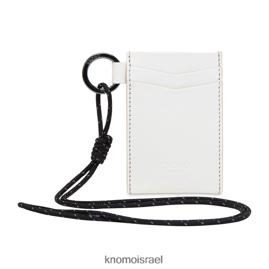 KNOMO שרוך מחזיק כרטיס עור N8D0BR74 אוסף יער חדש לבן