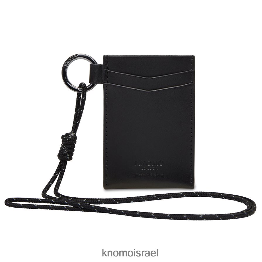 KNOMO שרוך מחזיק כרטיס עור N8D0BR75 אוסף יער חדש שָׁחוֹר